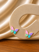 Brinco Borboleta Tons Pastel Folheado a Ouro 18K