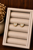 Brinco Coração Cravejado Dourado Folheado a Ouro 18K
