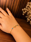 Pulseira Coração com Olho Grego Folheada a Ouro 18K