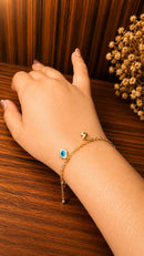 Pulseira Olho Grego com Coração Folheada a Ouro 18K