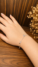 Pulseira Delicada Laço & Cristal Folheado a Prata 925