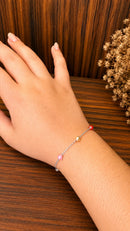 Pulseira Bolinhas Coloridas Kids Folheado a Prata 925