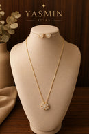 Conjunto Flor de Luxo Folheado a Ouro 18K