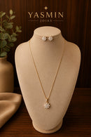 Conjunto Estrela de Cristal Folheado a Ouro 18K