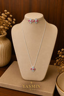 Conjunto Floral Rosé Folheado a Prata 925