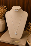 Conjunto Gota Cristal Folheado a Prata 925