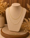 Colar Duplo Corações & Cristais Elegance – Semijoia Banhada a Ouro 18K